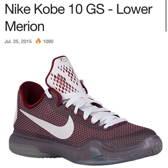 Nike Other - nike kobe x 10 lower merion team red/white size 6.5